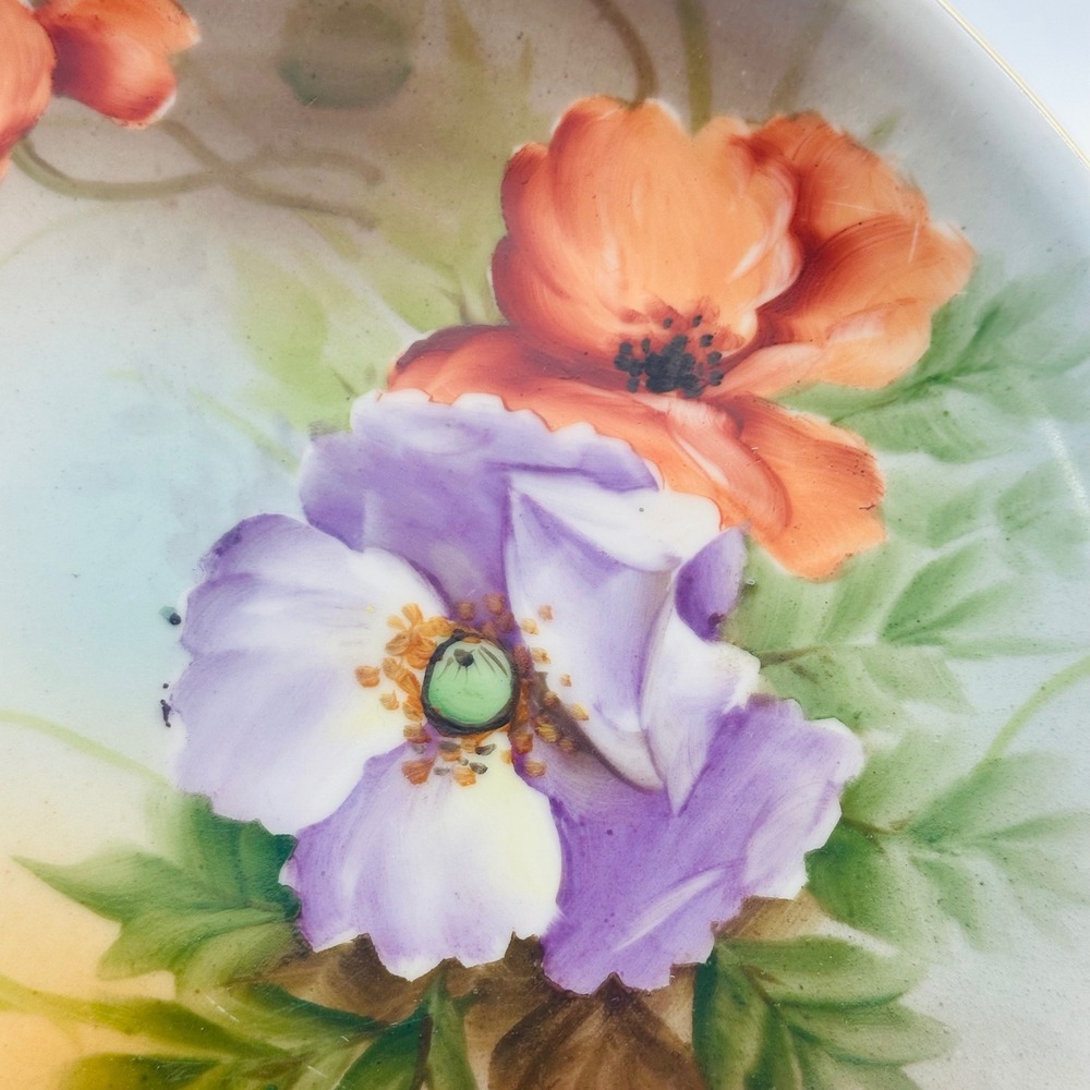 Vintage Hand Painted Floral Poppy Porcelain Plate Gold Trim 10" Made in Japan - Picture 3 of 5
